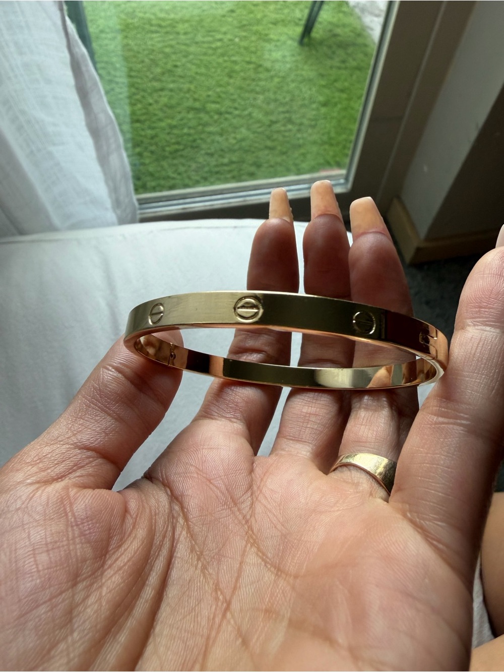 Gold Screw-Accent Bangle Bracelet - Women Accessories